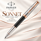 Parker Sonnet Grey Pink PGT 18K Strata Rollerball Pen