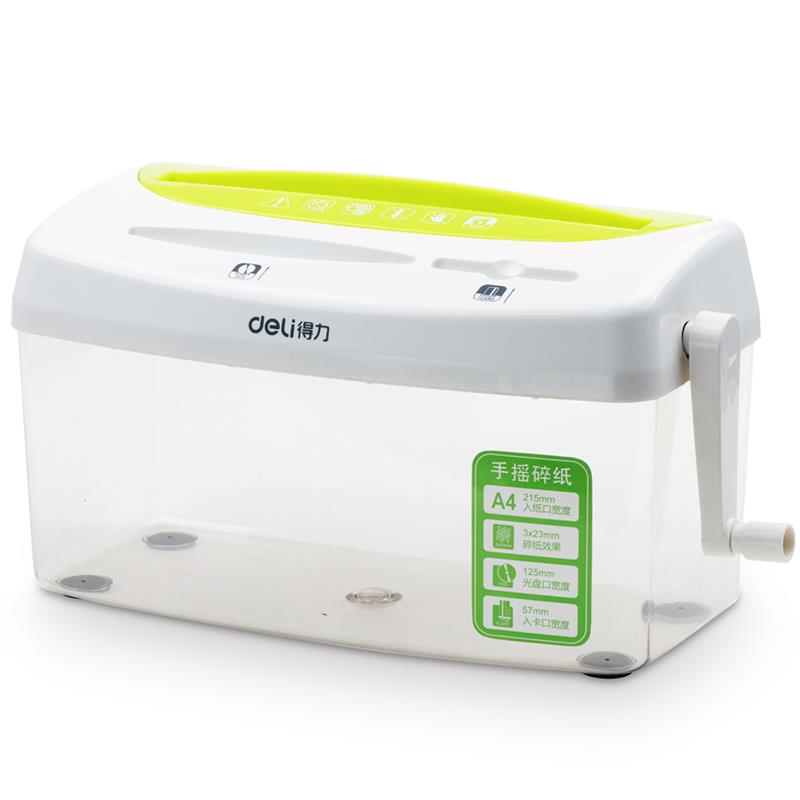 Deli E9935 Manual Cross-Cut Paper Shredder – 1 Sheet | CD & Card Shredder