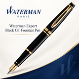 Waterman Expert Black GT Fountain Pen – Premium Writing Instrument