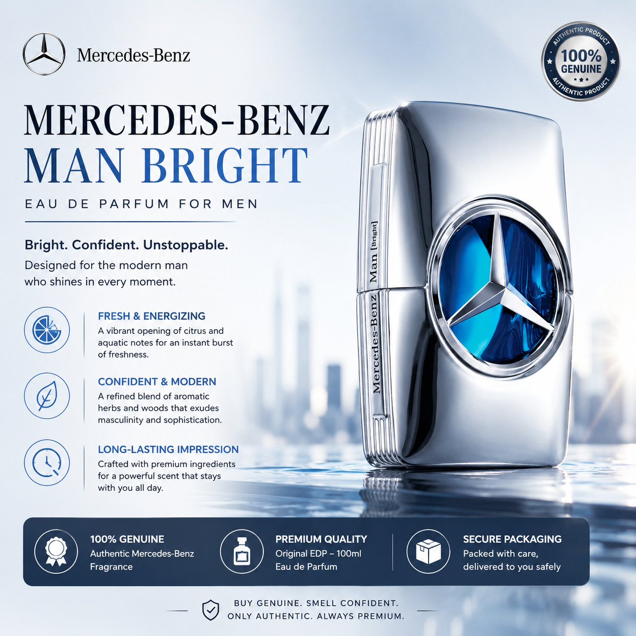 Mercedes-Benz Man Bright EDP – 100ml Eau de Parfum for Men