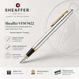 Sheaffer VFM 9422 Rollerball Pen – Polished Chrome with Gold Tone Trim
