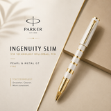 Parker Ingenuity Slim 5th Technology Rollerball Pen | Pearl & Metal GT, Fine