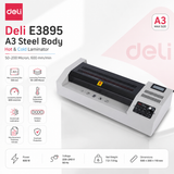 Deli E3895 A3 Hot & Cold Laminator – Steel Body | 50–200 Micron | 600mm/min