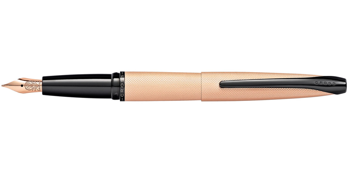Cross ATX Brushed Rose Gold PVD Fountain Pen – Etched Diamond Pattern | 886-42