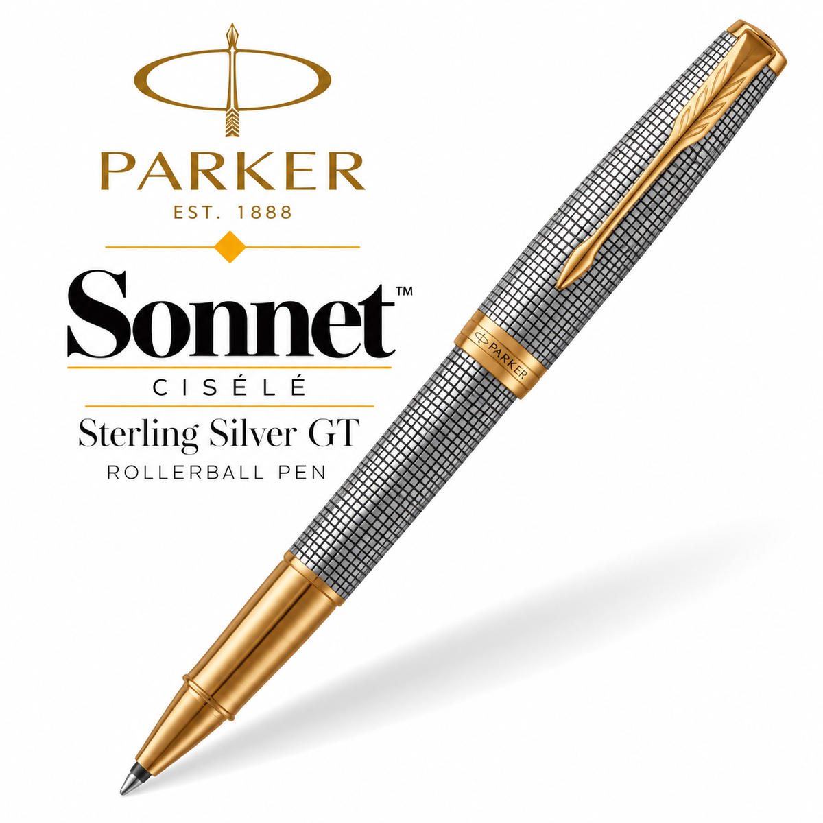 Parker Sonnet Ciselé Sterling Silver GT Rollerball Pen