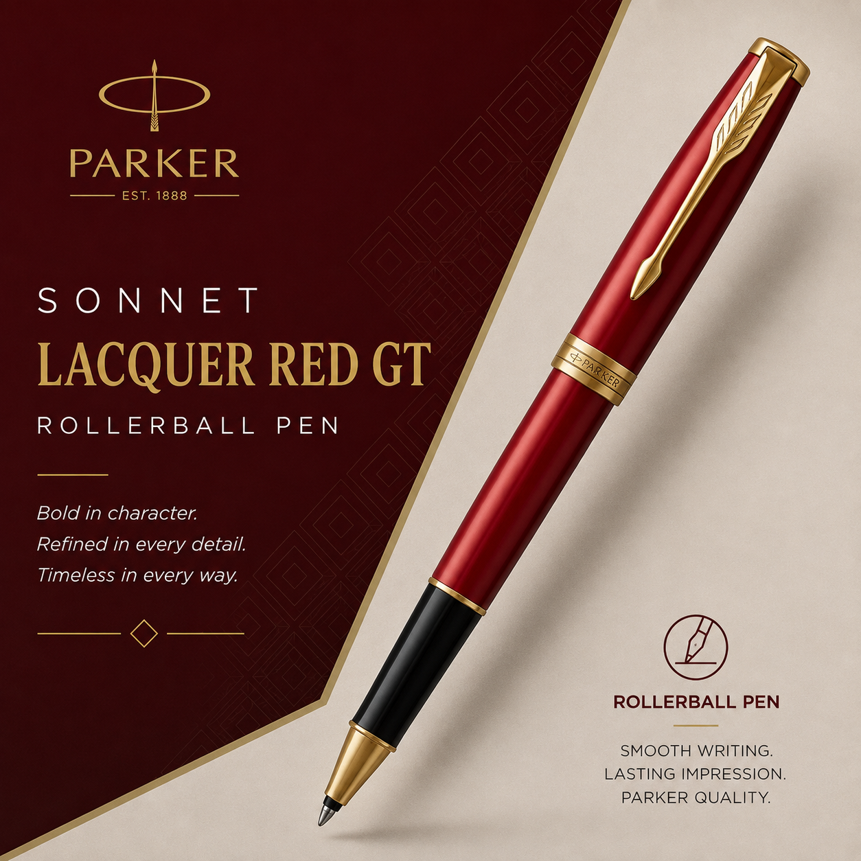 Parker Sonnet Rollerball Pen – Lacquer Red GT