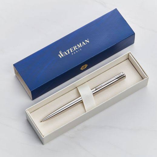 Waterman Graduate Ballpoint Pen – Brushed Stainless Steel | Medium Point | Blue Ink