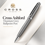 Cross Ashford Titanium Grey Ballpoint Pen – Chrome Trim (AT0782-2)