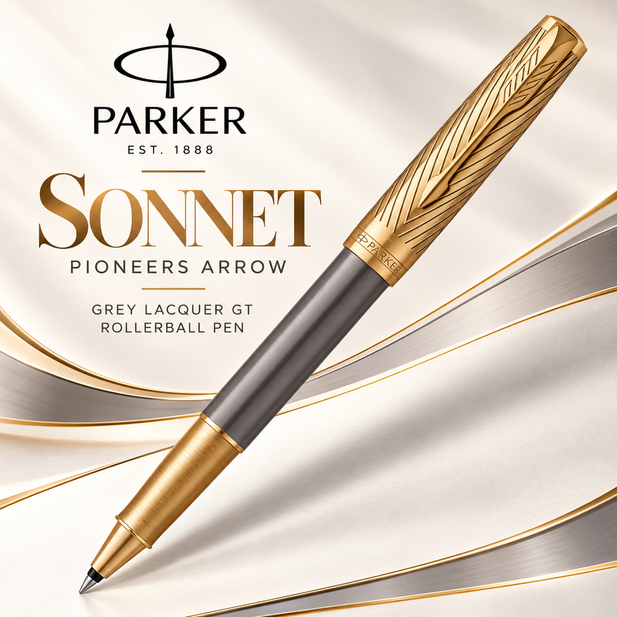 Parker Sonnet Pioneers Arrow Grey Lacquer GT Rollerball Pen