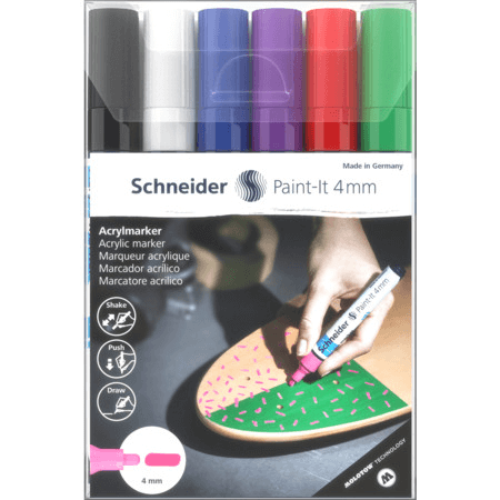 Schneider Paint-It 320 Acrylic Marker Set – 4mm | 6-Color Pack