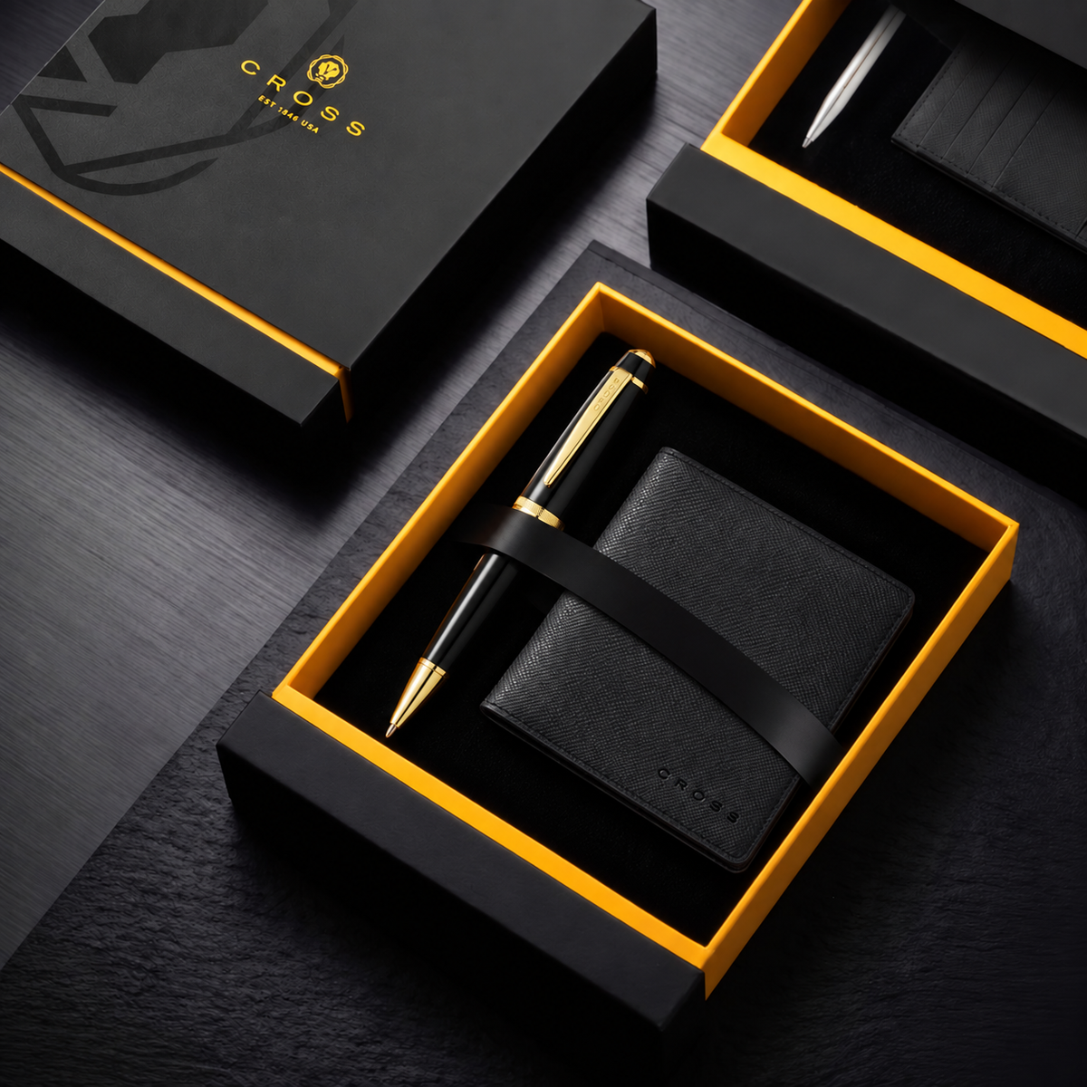 Cross 2-Piece Corporate Gift Set – Bailey Light Pen & Wallet, Gold Tone