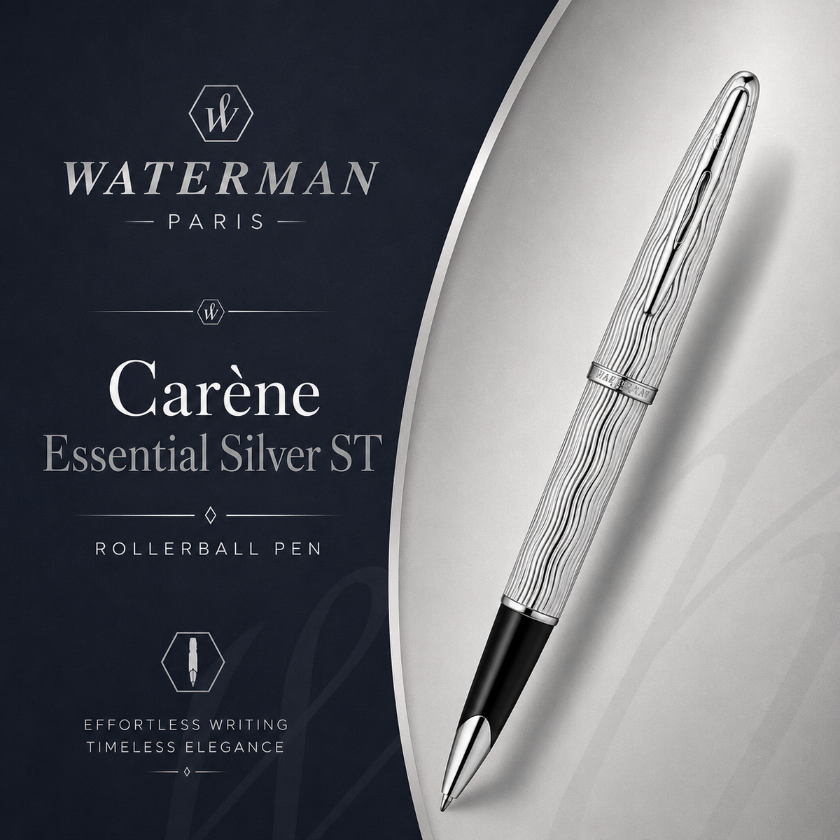 Waterman Carène Essential Rollerball Pen – Silver with Silver Trim