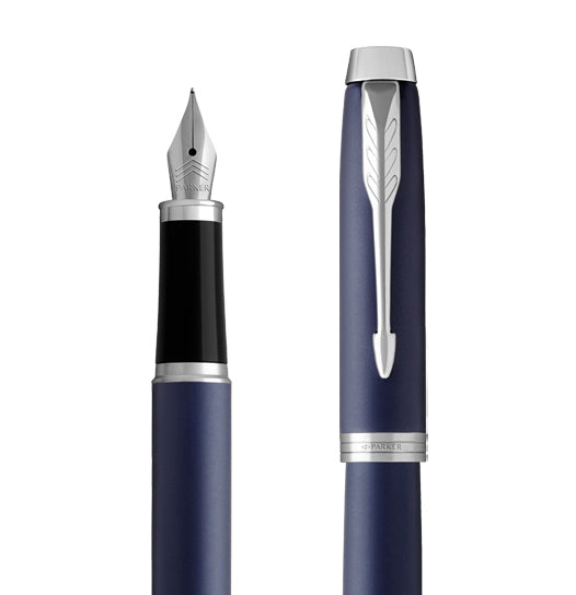 Parker IM Fountain Pen – Matte Blue with Chrome Trim | Premium Fountain Pen