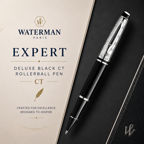 Waterman Expert Deluxe Black CT Rollerball Pen – Premium Writing Instrument