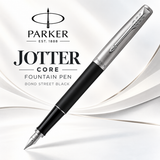Parker Jotter Core Fountain Pen – Bond Street Black with Chrome Trim