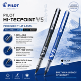 Pilot Hi-Tecpoint V5 Rollerball Pen – Blue & Black | Refillable Liquid Ink
