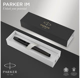 Parker IM Fountain Pen Matte Black – Medium Nib, Blue Ink & Gift Box
