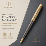 Parker Sonnet Pioneers Collection Arrow Grey Lacquer GT Ballpoint