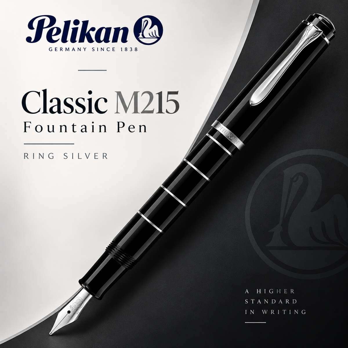 Pelikan Classic M215 Fountain Pen – Ring Silver