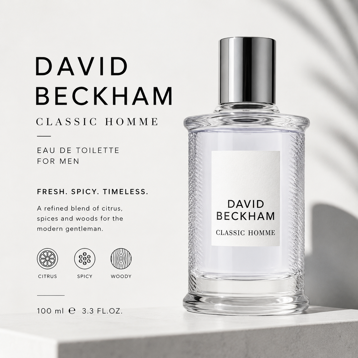 David Beckham Classic Homme EDT for Men – 100ml | Fresh Spicy Woody Fragrance