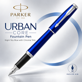 Parker Urban Core Fountain Pen – Night Sky Blue with Chrome Trim