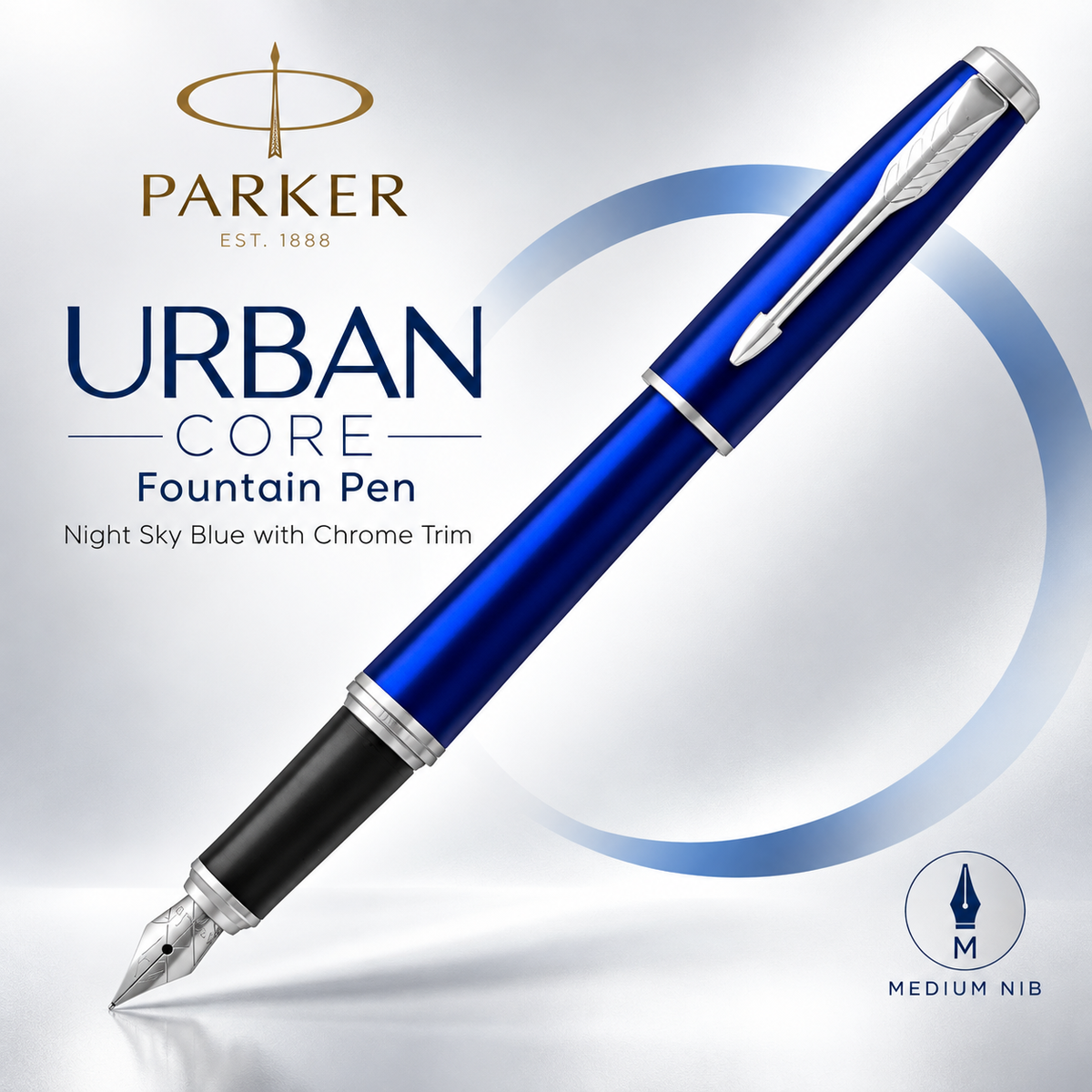 Parker Urban Core Fountain Pen – Night Sky Blue with Chrome Trim