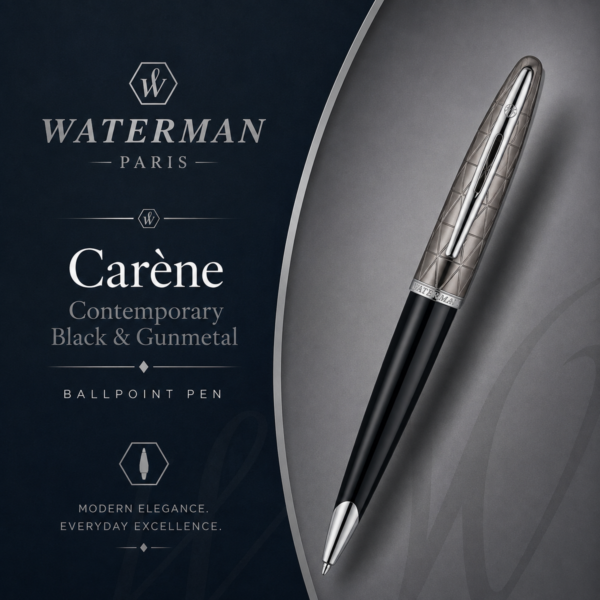 Waterman Carene Ballpoint Pen – Contemporary Black & Gunmetal