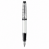 Waterman Expert Deluxe Fountain Pen – White with Chrome Trim (18K Gold Nib)