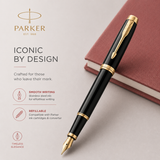 Parker IM Black Lacquer with Gold Trim Fountain Pen