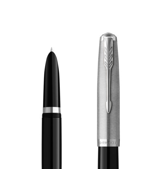 Parker 51 Rebirth Fountain Pen – Black with Chrome Trim | Premium Fountain Pen