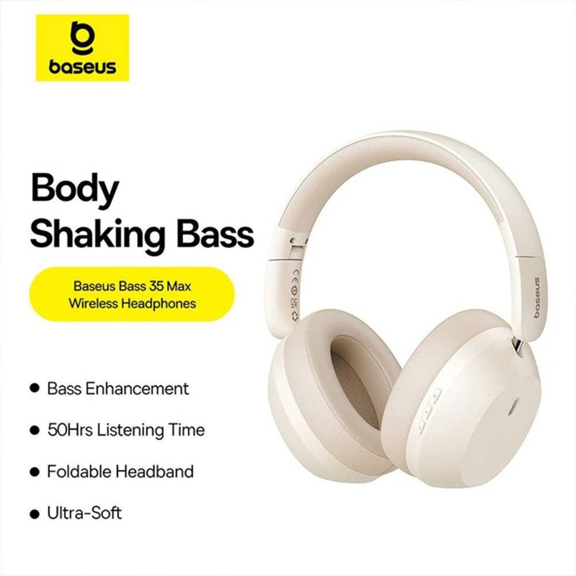 Baseus Bass 35 Max Wireless Headphones – Bluetooth 5.3 | 50H Battery | Deep Bass