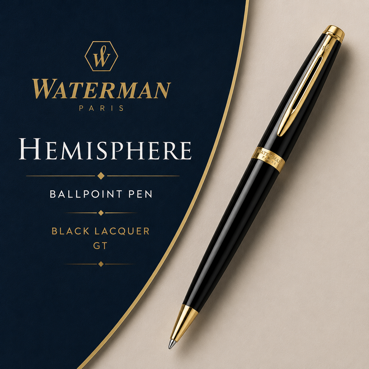Waterman Hémisphère Black Lacquer GT Ballpoint Pen