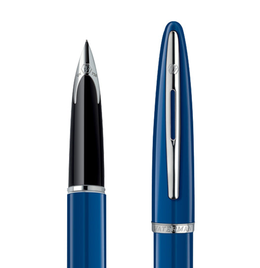 Waterman Carène Fountain Pen – Blue with Stainless Steel Trim (18K Gold Nib)
