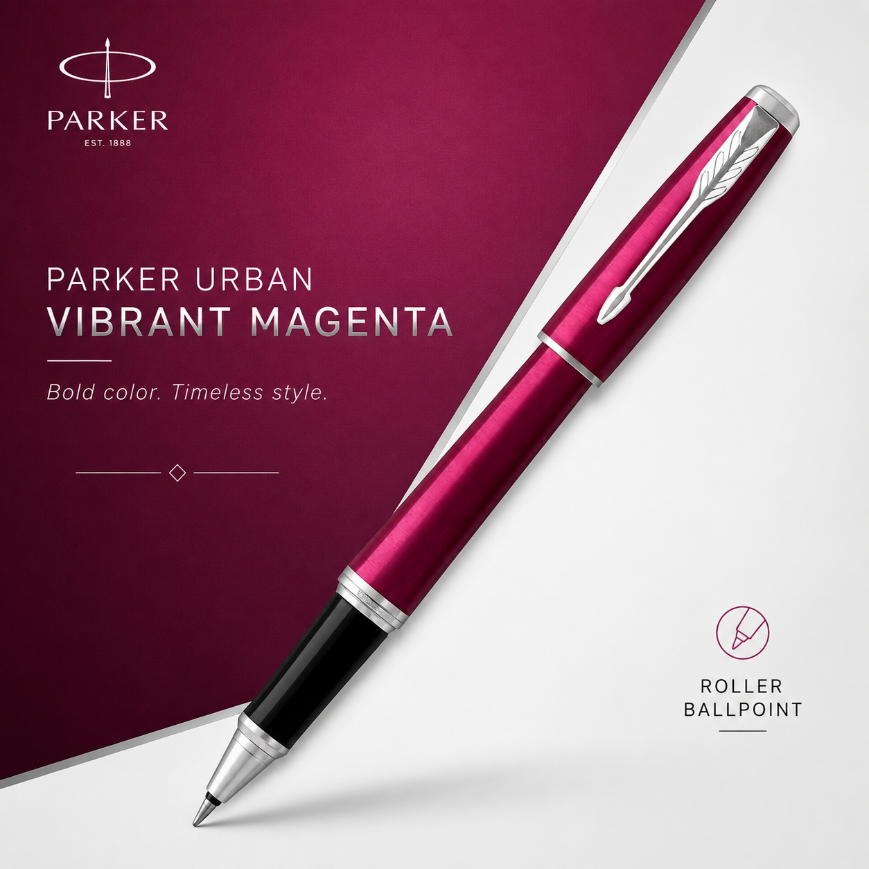 Parker Urban Rollerball Pen – Vibrant Magenta | Chrome Trim