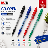 M&G Co-Open Ballpoint Pen – 1.0mm Bold Tip | Blue, Red, Black & Green