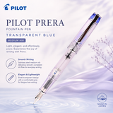 Pilot Prera Fountain Pen – Transparent Blue (Medium Nib)