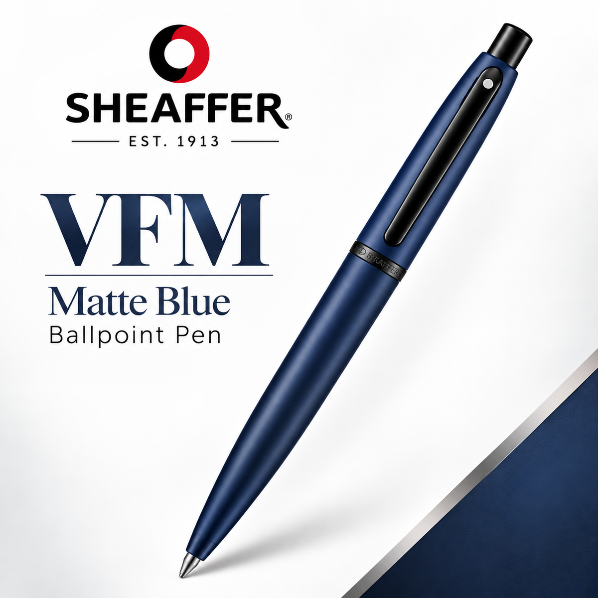 Sheaffer VFM 9429 Matte Blue Ballpoint Pen with Matte Black Trims