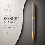 Parker Sonnet Ciselé Sterling Silver GT Rollerball Pen