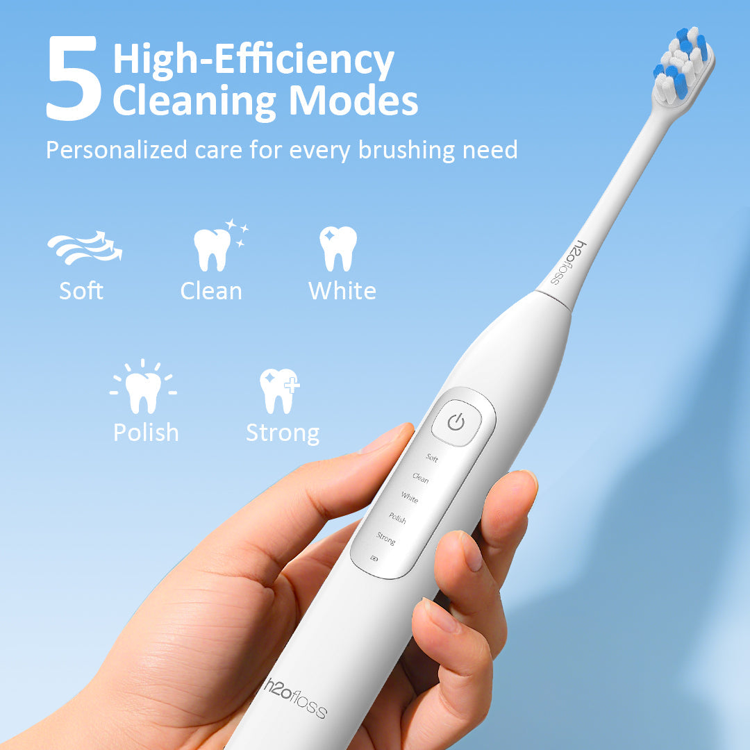 H2OFloss BT-02 Sonic Electric Toothbrush – 5 Modes | USB-C Rechargeable | IPX7 Waterproof