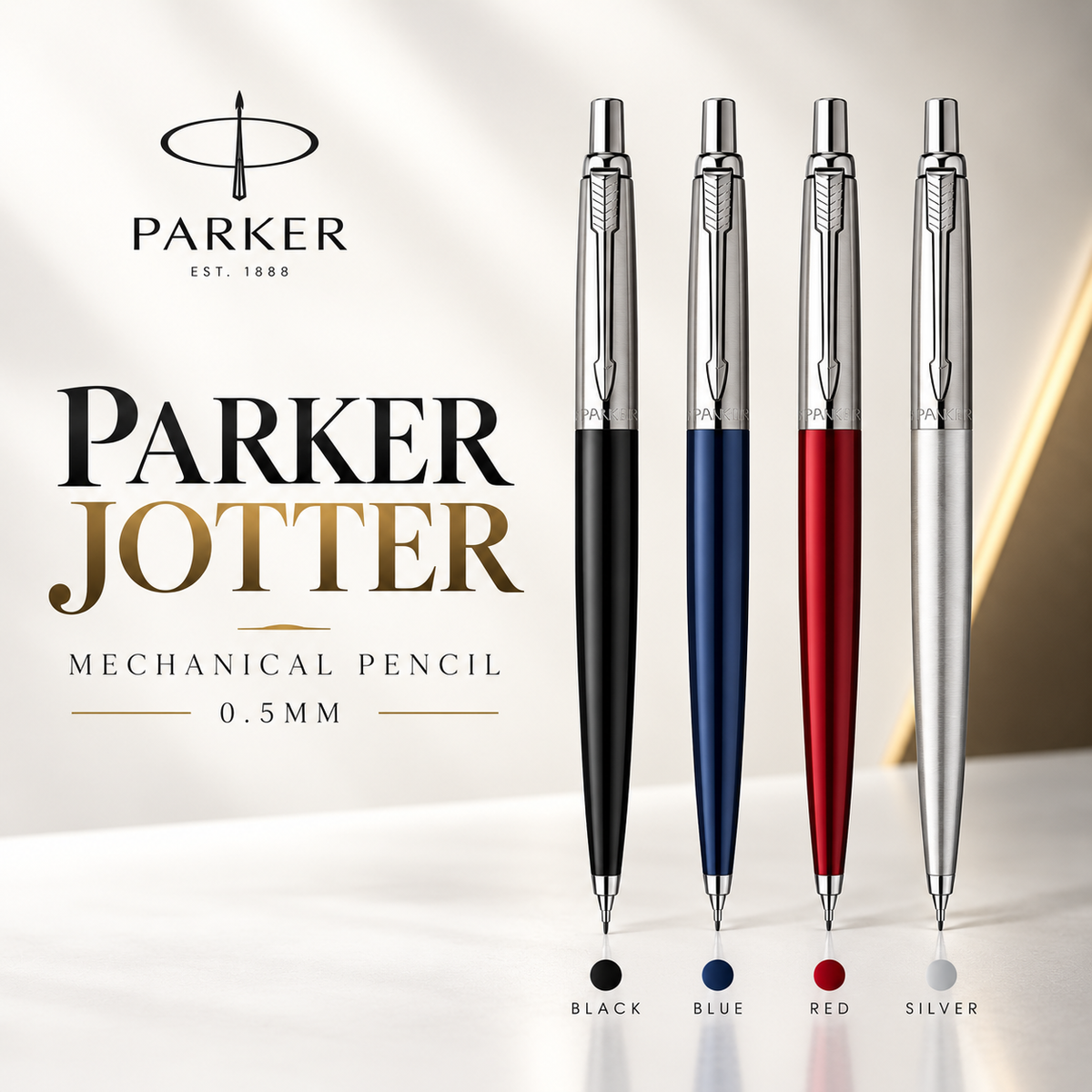 Parker Jotter Mechanical Pencil – Stainless Steel with Chrome Trim (0.5mm)