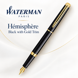 Waterman Hémisphère Fountain Pen – Black with Gold Trim