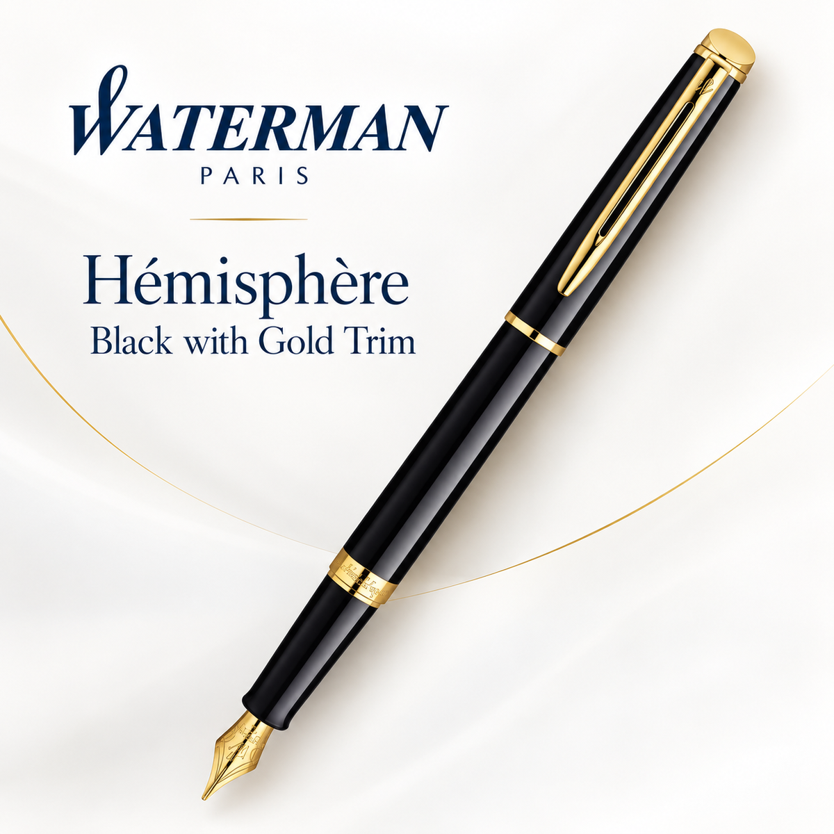 Waterman Hémisphère Fountain Pen – Black with Gold Trim