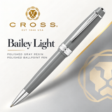 Cross Bailey Light Ballpoint Pen – Polished Gray Resin & Chrome Trim