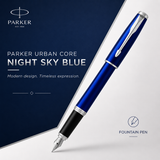 Parker Urban Core Fountain Pen – Night Sky Blue | Chrome Trim