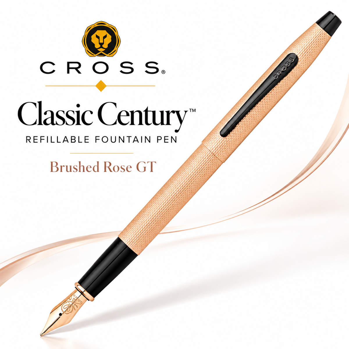 Cross Classic Century Refillable Fountain Pen Medium Nib Brushed Rose Gold
