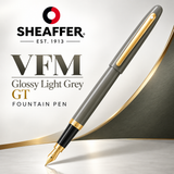 Sheaffer VFM Glossy Light Grey GT Fountain Pen – Medium Nib