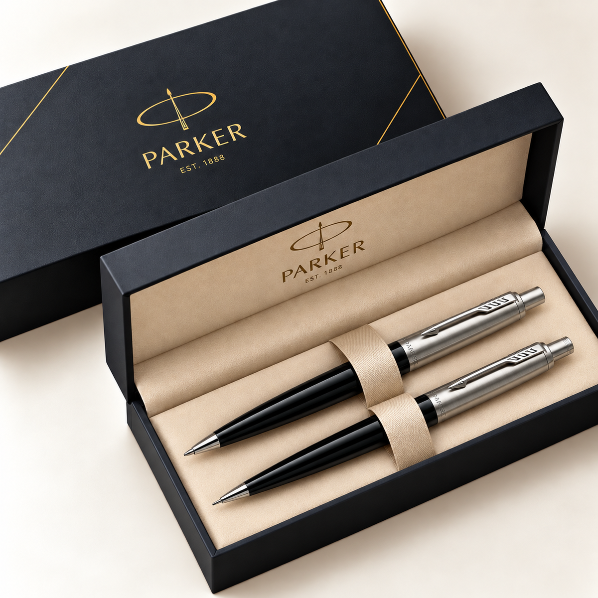Parker Jotter Core Ballpoint Pen & Mechanical Pencil Gift Set – Black & Chrome