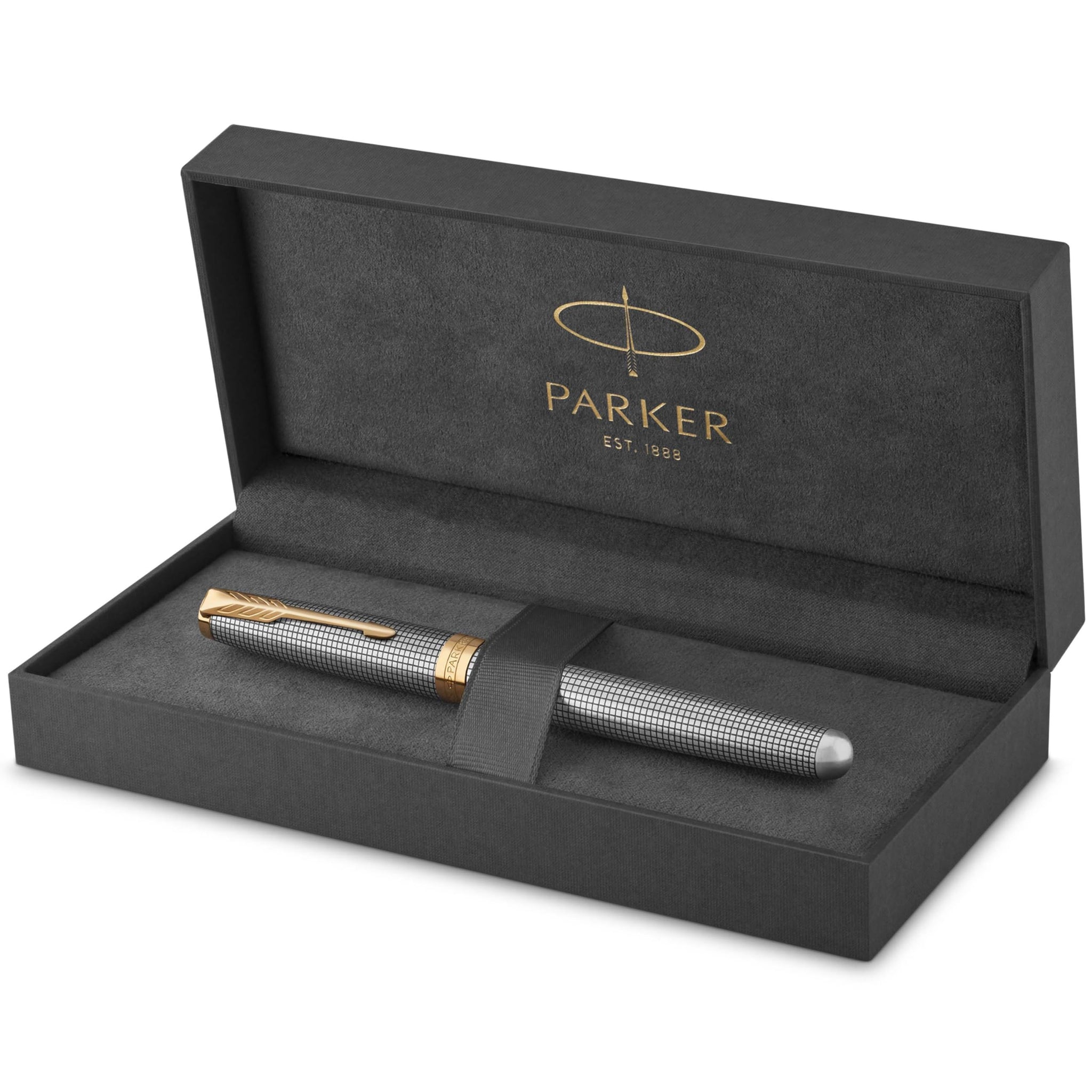 Parker Sonnet Ciselé Sterling Silver Gold Trim Fountain Pen 18 K Gold Nib
