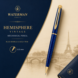 Waterman Hemisphere Vintage Mechanical Pencil – Blue Marble & Gold Trim, 0.5 mm