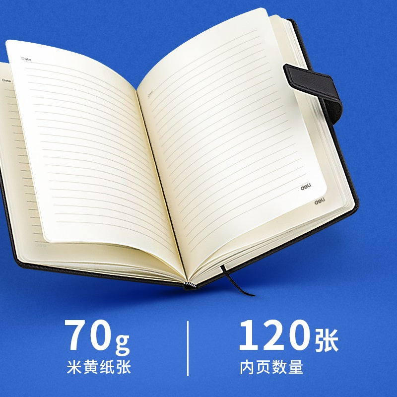 Deli E3301 Hard Leather Cover 25K Notebook – 120 Sheets